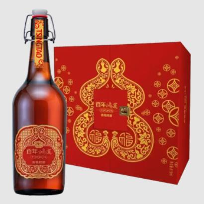 青岛啤酒 金蛇献瑞 百年鸿运蛇年生肖限定款815ml  1瓶 礼盒 商品图2