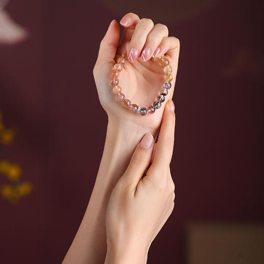 【新品】灵机生活馆金发晶多米手链金发晶黑发晶设计款水晶手串事业财富 商品图3