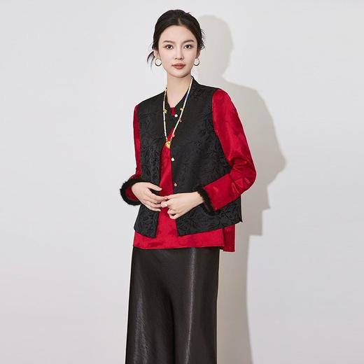 【高货wl】全新升级【铂金会员312/天猫419/差价107】(43845) 洛诗琳新中式国风马甲女2025春季复古提花刺绣马甲外套 商品图1
