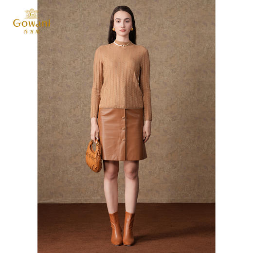 乔万尼A字半身皮裙新品复古摩登气质EF4D117 商品图1