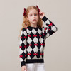 mettekids儿童100%羊绒衫秋冬新款女童黑白格提花加厚毛衣针织衫 商品缩略图1
