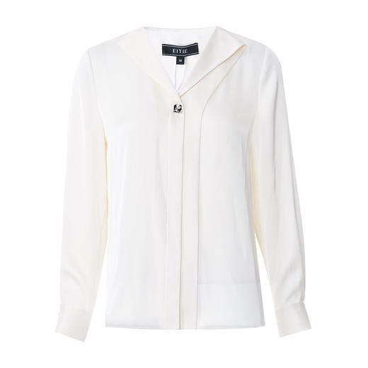 EITIE爱特爱气质V领垂坠舒适通勤直筒显瘦白衬衫上衣2025春季新款A2513509 商品图5