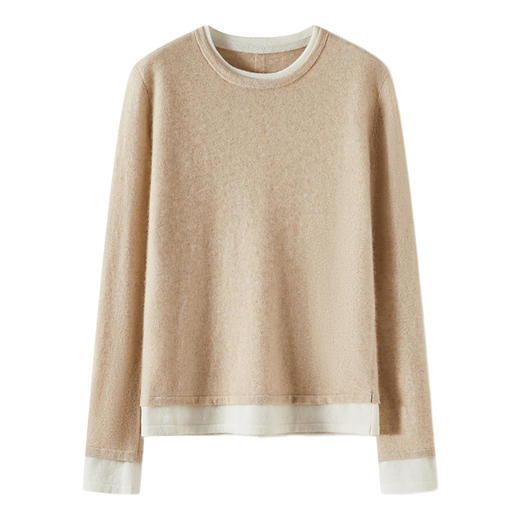 雀说红色羊绒衫女圆领秋冬新年高级内搭打底衫假两件小众气质毛衣AL8981 商品图4