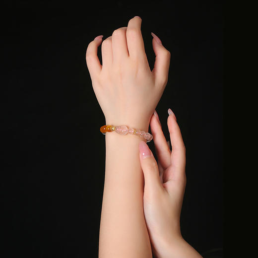 【新品】灵机生活馆财迎桃花闪光猫眼金虎眼星光六芒星粉晶手链貔貅水晶手串 商品图4