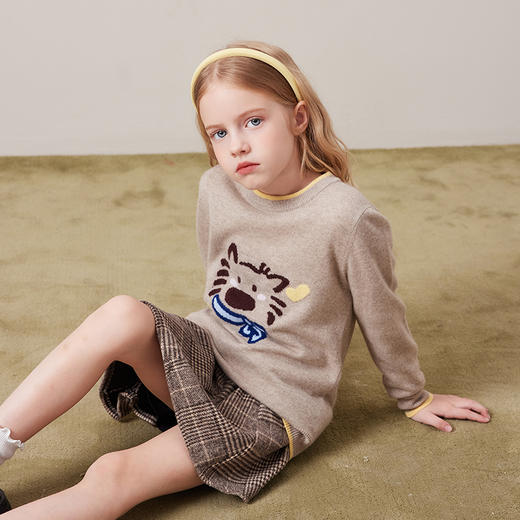 mettekids儿童100%羊绒衫2024秋冬新款女童可爱套头针织男童毛衣 商品图1