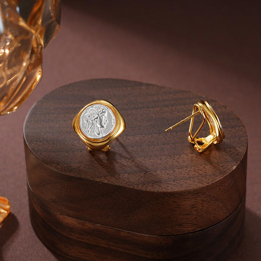 子佩集S925银【圣女】耳环纯银【AJ01408】原创2镀金扣环耳圈女神2501 商品图1