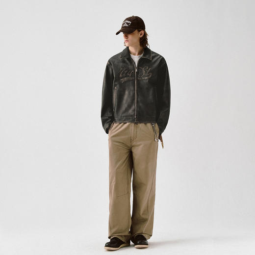 714street立体压印擦色皮衣薄夹克 商品图2