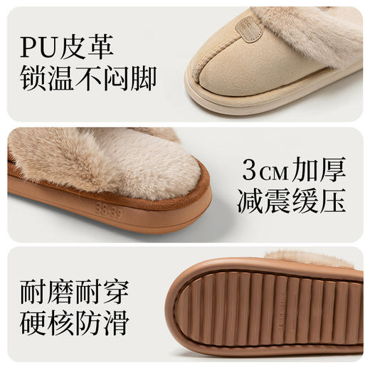 「高颜值！数色可选」冬季新款毛毛拖鞋 女居家防滑室内保暖情侣拖鞋时尚EVA棉拖鞋 商品图2