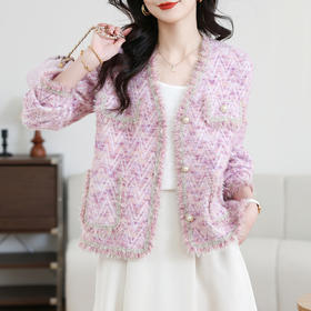 CC-MH-2506法式小香风短外套女士2025春秋季新款洋气小个子针织开衫流苏上衣