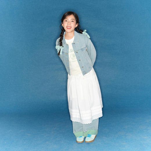 笛莎Deesha青少年女童外套2025春季女童字母翻领牛仔外套 商品图3