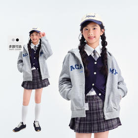 笛莎Deesha青少年女童外套2025春季女童字母刺绣连帽外套