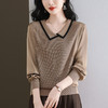 CC-89-525翻领长袖上衣针织衫女2025年新款春季洋气薄款t恤宽松打底衫 商品缩略图2