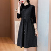 雀说假两件连衣裙女新款时尚洋气立领拼接胖MM宽松系带中长裙AL5821 商品缩略图2