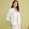 EITIE爱特爱青果领缎面白色高级感收腰短款西装外套春季新款A2503513 商品缩略图3