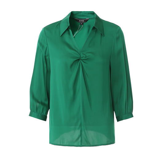 EITIE爱特爱2025春季新款高级感气质V领直筒显瘦纯色七分袖衬衫上衣A2513523 商品图5