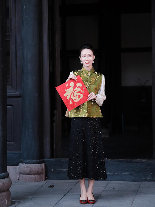 盛唐牡丹| 樱花纹漳缎对襟马甲 商品图4