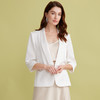 EITIE爱特爱青果领缎面白色高级感收腰短款西装外套春季新款A2503513 商品缩略图2