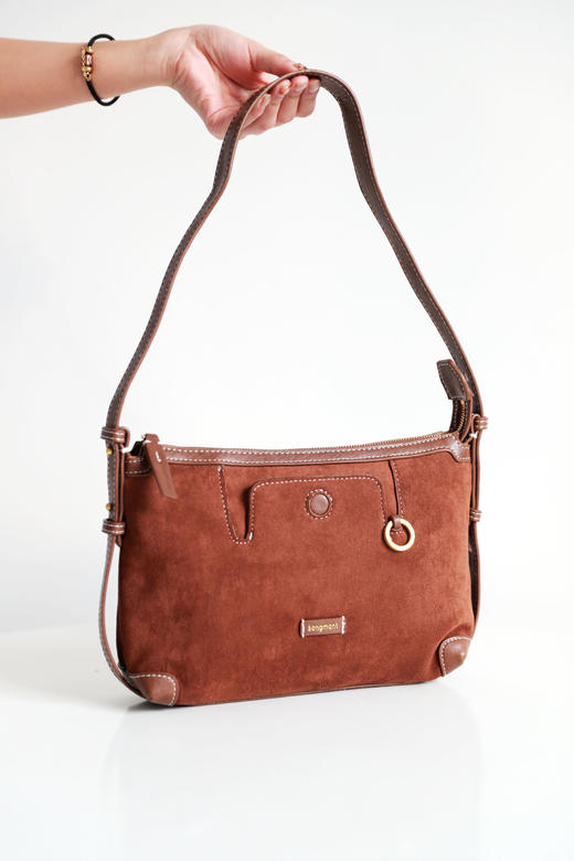 复古质感+时髦随性。头层牛皮棕色调首尔风氛围感腋下包包C011468 商品图4