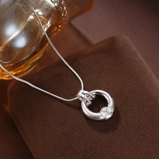 子佩集S925银【微凉晨光】项链纯银【AE00359】原创2镀金平安扣2501 商品图2