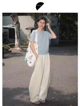 半圆/D24401594/加绒加厚休闲裤子女空气层弯刀裤