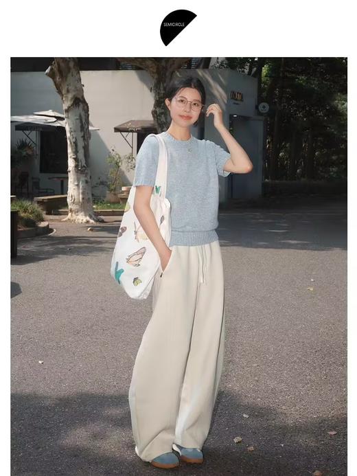 半圆/D24401594/加绒加厚休闲裤子女空气层弯刀裤 商品图0