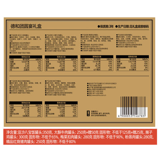 德和5荤1素年夜饭团圆宴礼盒1.7kg红烧肉八宝饭粉蒸肉年货礼盒 #礼包 商品图3