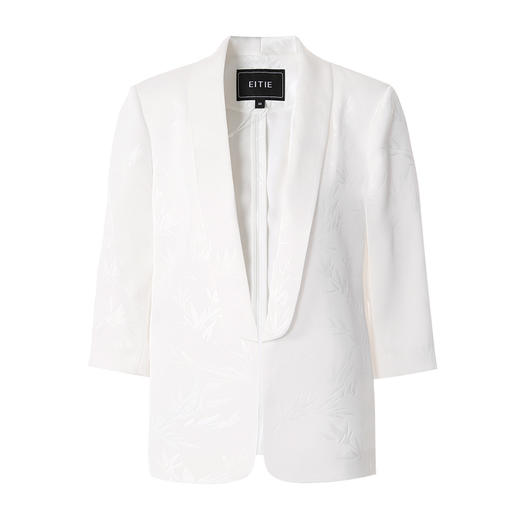 EITIE爱特爱青果领缎面白色高级感收腰短款西装外套春季新款A2503513 商品图5