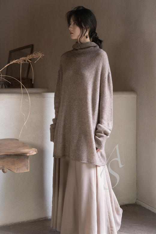 Ruohan  茶色羊毛伞型半裙 商品图4