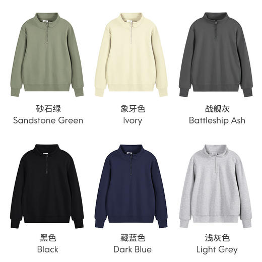 【专柜品质】320g重磅珠地空气层棉质卫衣 半门禁拉链立领运动休闲时尚上衣 商品图1