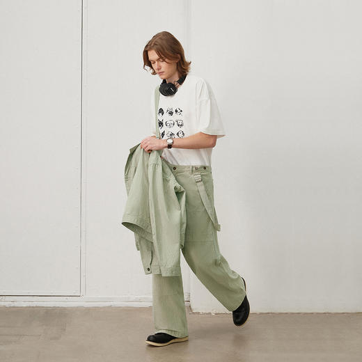 714street日系复古条纹宽松男士休闲裤2025春季新款全棉直筒长裤 商品图3