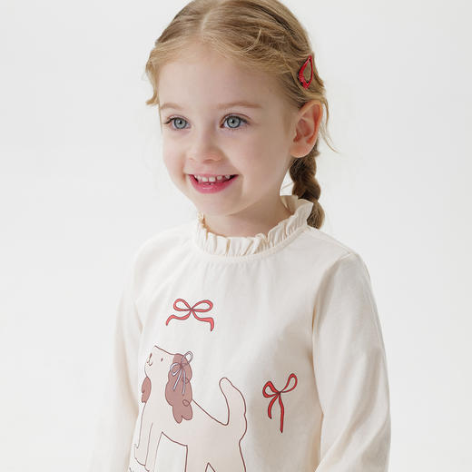 马克珍妮女童萌趣动物花边领T恤 宝宝长袖上衣2025春装新款250230 商品图4