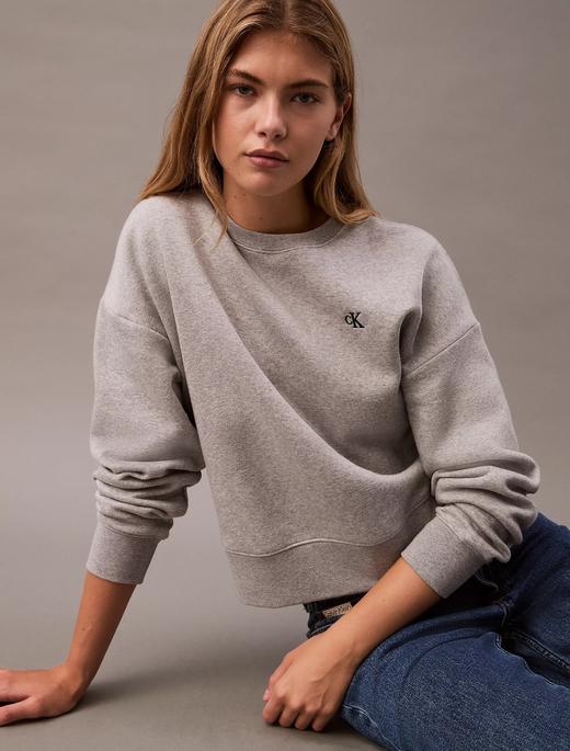 部分断码！CK 刺绣小logo女款经典圆领卫衣 商品图3