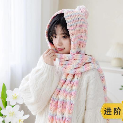 苏苏姐家昕悦连帽围巾手工diy编织棒针帽子围巾毛线团自制材料包 商品图0