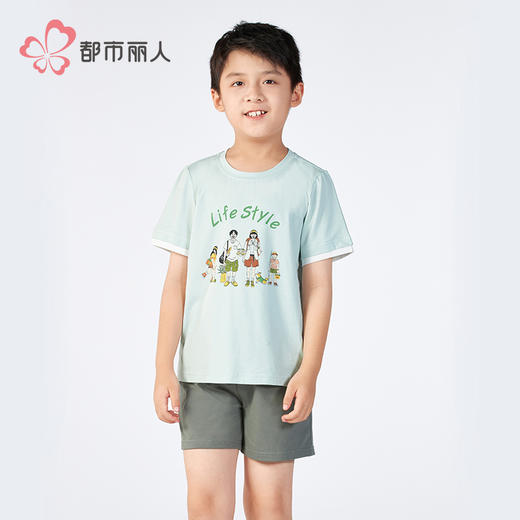 都市丽人童装无尘棉短袖套装薄凉感无尘棉亲情蜜语短袖类JHH9A3 商品图3