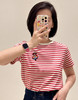 115-2渠道货 小禾 新年胶囊系列 福寿三多 剪纸刺绣 水柔棉 条纹圆领短袖 商品缩略图6