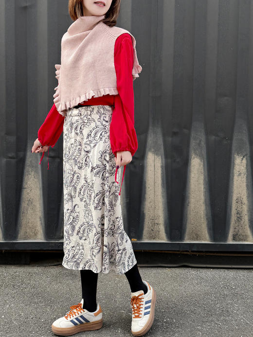 TYNVIE 荷叶边高领针织斗篷-粉色 商品图10