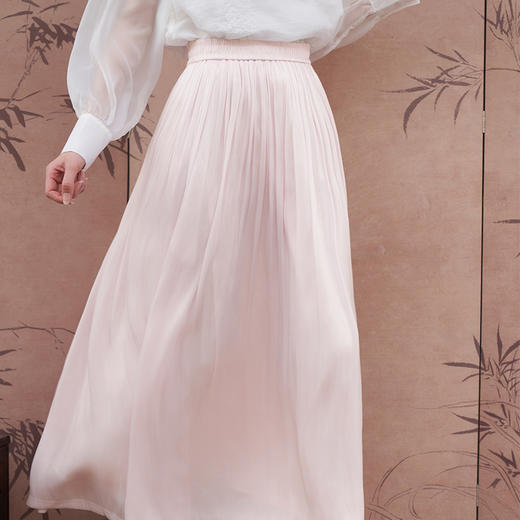 西遇杏色高腰A摆轻熟风半身裙女新款流光垂感舒适裙子D0640314/V0050528 商品图2