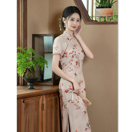 GX老上海复古国风中长仿醋酸旗袍2025春夏新款大码旗袍连衣裙 商品图4