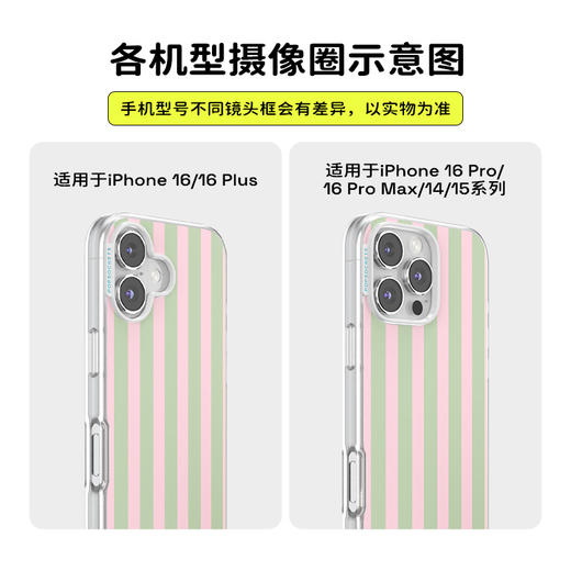【甜】粉绿条纹 POPCASE手机壳 MagSafe Popcase磁吸款 撞色 条纹 拼贴 iPhone 16/15/14 商品图2