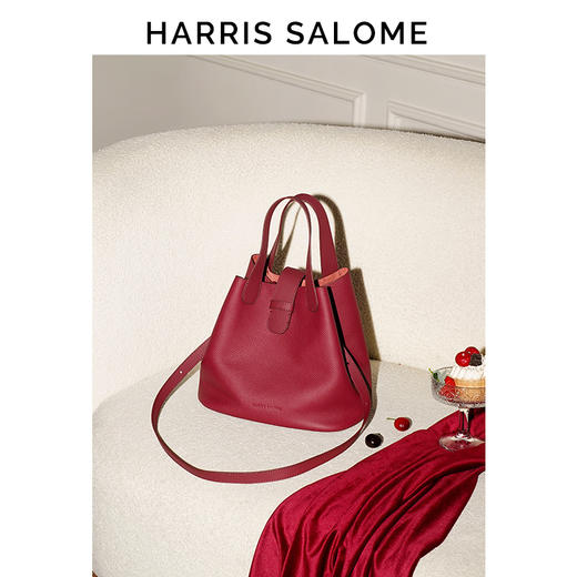 HarrisSalome 松下果实菜篮子头层牛皮单肩斜挎包 商品图1