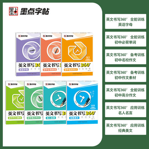 墨点【初中/高中生英语字帖】意大利斜体英语360训练系列字母单词语法高分作文素材美文 商品图1