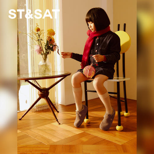 【童鞋】星期六加绒保暖可爱毛边男女童勃肯鞋SSC4192L75 商品图3