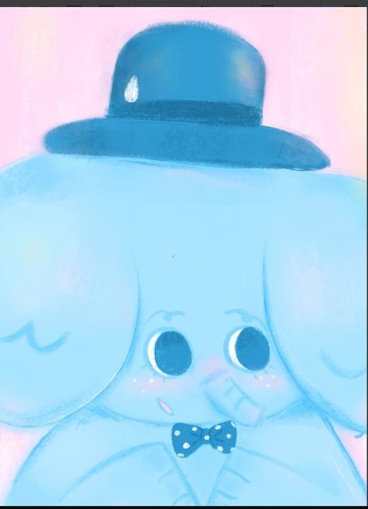 Candy Moon丨LULU的朋友大象呼呼无酸纯棉纸印刷装饰画 商品图0