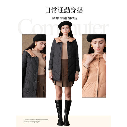 乔万尼冬新款羽绒服90白鸭绒保暖简约拼色双面穿设计EI4T658 商品图3