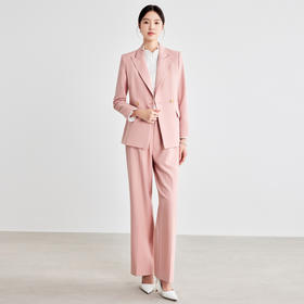 IWY/粉色职业套装女士高级感长袖西装工作服职场通勤女神范西服套裤WCP093
