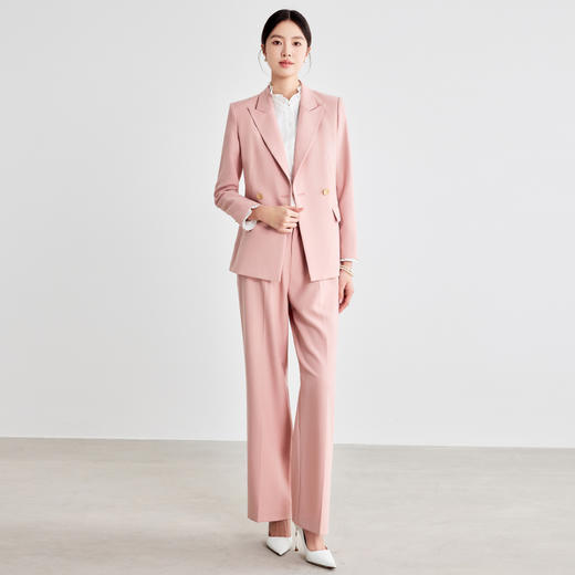 IWY/粉色职业套装女士高级感长袖西装工作服职场通勤女神范西服套裤WCP093 商品图0