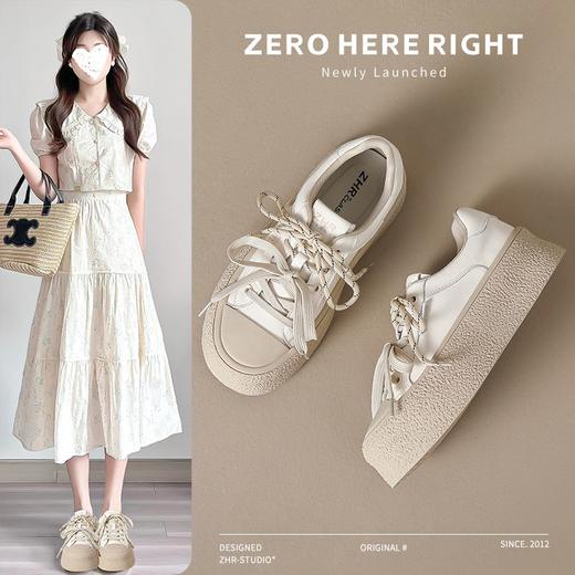 ZHR则则厚底双鞋带休闲鞋软底耐磨女鞋松糕底2024秋ins百搭休闲鞋 商品图1