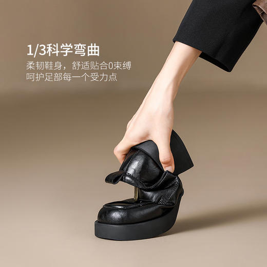ZHR厚底乐福鞋女2025秋冬新款复古单鞋时尚英伦黑色小皮鞋一脚蹬 商品图8