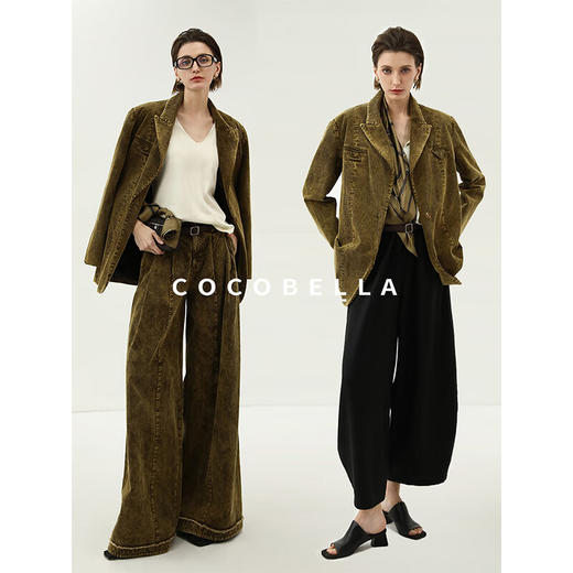 COCOBELLA环保水洗灯芯绒西装女25春老钱风休闲外套SI7025 商品图1