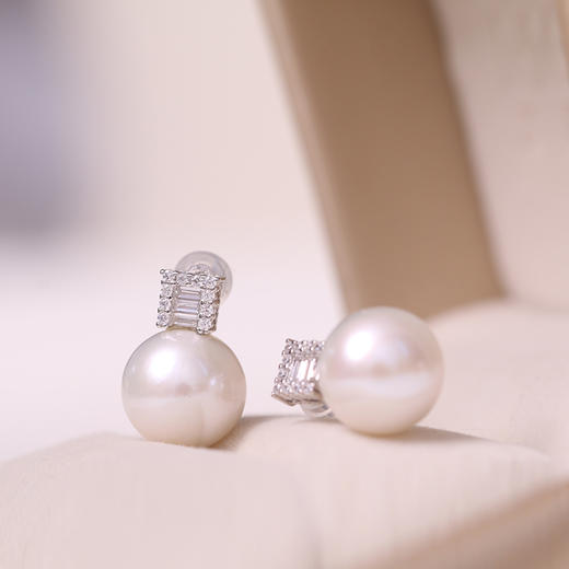 美裕 925银淡水珍珠耳钉11-12mm 108492W 商品图3